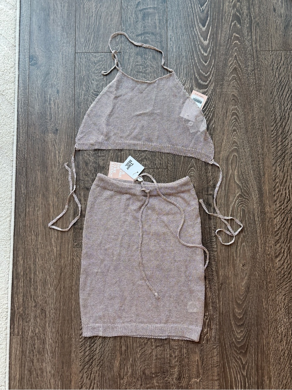 Tiger Mist Knit Tie-Waist Skirt in Dusty Rose
